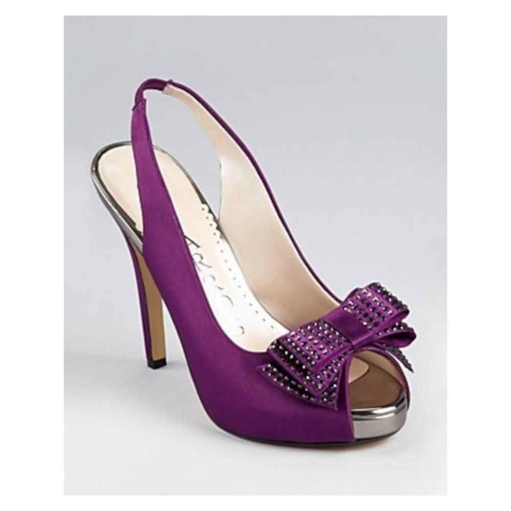 CAPARROS Womens Purple Betsey Peep Toe Stiletto Slip On Slingback 9.5 B